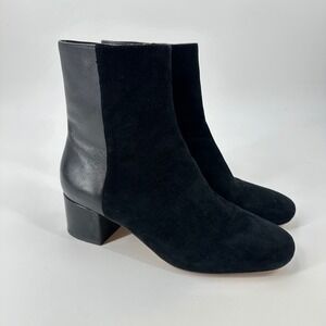 Donald Pliner Cherie Black Suede Leather Block‎ Heel Ankle Boots Size 9M